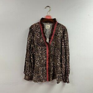 Ruffle Trim Leopard Print Blouse - WC5447